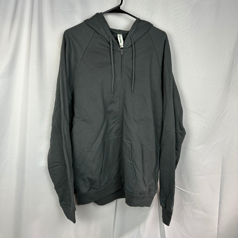 NWT Royal Apparel Organic Cotton Zip Hoodie Mens L Charcoal Grey Minimalist USA‎